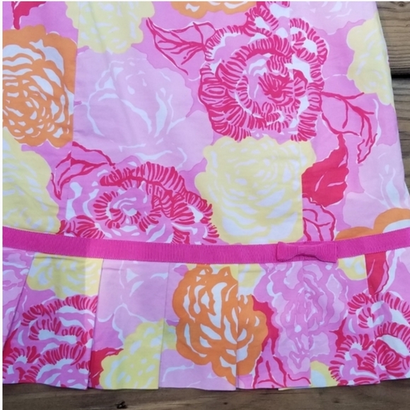 Lilly Pulitzer pink/yellow pleated bow dress 2 - Picture 5 of 10